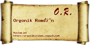 Orgonik Román névjegykártya
